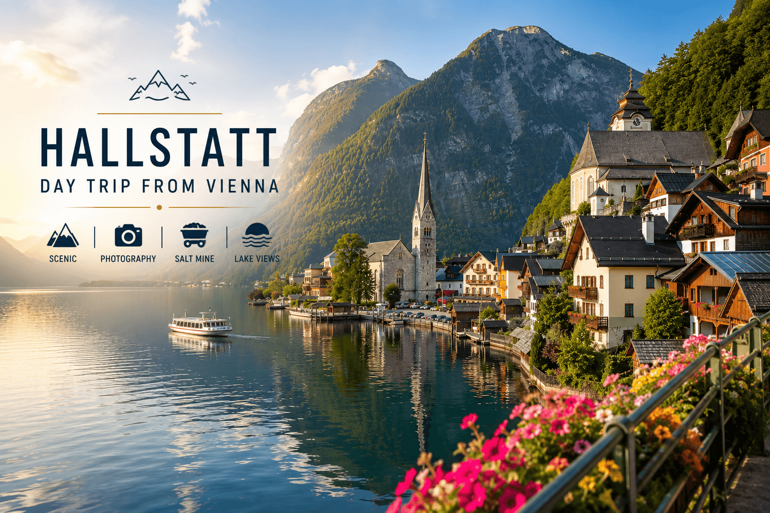 Picturesque Hallstatt at sunrise/sunset